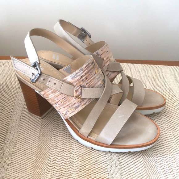 Johnston & Murphy Shoes Johnston Murphy Kayla Multi Cork Taupe Heel